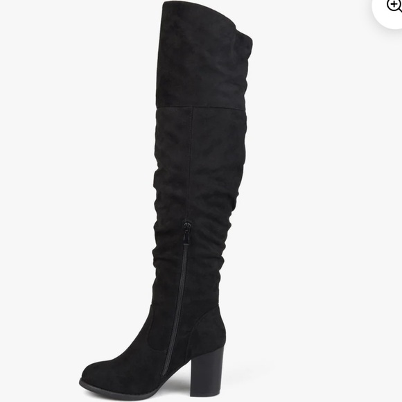 JOURNEE KAISON BOOTS Faux Slouchy Black Suede Women’s Size 6.5 Thigh High new - Picture 2 of 10